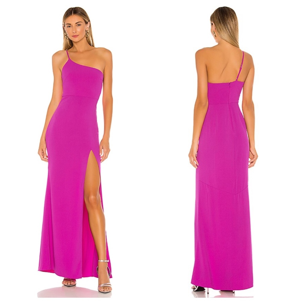 Lovers + Friends Eve Gown‎ Maxi Dress Slit One Shoulder Medium